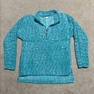 EUC TIME AND TRU Turquoise Sherpa Quarter-Zip Pullover L